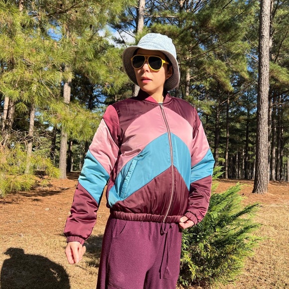 MUTED ROSE CHEVRON RETRO JACKET - Picture 2 of 4